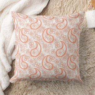 Monochromes beige-weiß-orange Paisley-Muster. Kissen