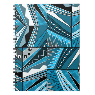 Monochromes blaues ethnisches Ornament. Notizblock