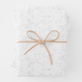 Monochromes Blumenmuster – Elegante nahtlose Kunst Geschenkpapier Set