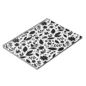 Monochromes Blumenmuster mit Blättern und Blüten Notizblock (Linke Seite)