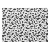 Monochromes Blumenmuster mit Blättern und Blüten Tischdecke (Vorderseite (Horizontal))