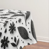 Monochromes Blumenmuster mit Blättern und Blüten Tischdecke (Beispiel)