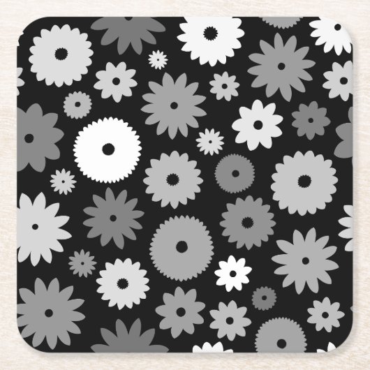 Monochromes Blütenmuster Rechteckiger Pappuntersetzer (Vorderseite)