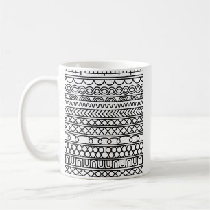 Monochromes Boho-Strickmuster   Tribal geometrisch Kaffeetasse