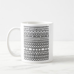 Monochromes Boho-Strickmuster Tribal Geometrisch Kaffeetasse