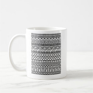 Monochromes Boho-Strickmuster Tribal Geometrisch Kaffeetasse