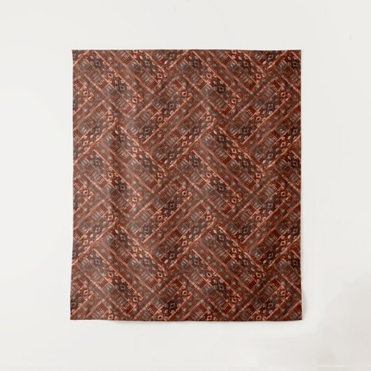 Monochromes braunes Ethnomuster in Beige. Wandteppich (Vorderseite)