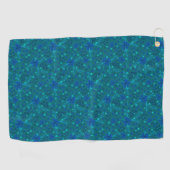 Monochromes dunkles Türkisblau Retro-Blumenmuster Golfhandtuch (Horizontal)