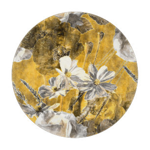 Monochromes florales Wasserfarben-Mohn-Muster Schneidebrett