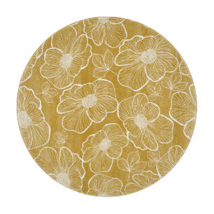 Monochromes Gold-Blumenmuster: Abstrakte Nahtlosig Schneidebrett