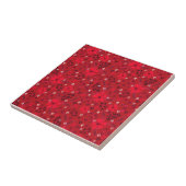 Monochromes hellrotes Retro-Blumenmuster. Fliese (Seite)