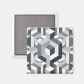 Monochromes isometrisches Würfelmuster Magnet (Vorderseite/Rückseite)