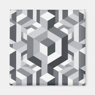 Monochromes isometrisches Würfelmuster Magnet