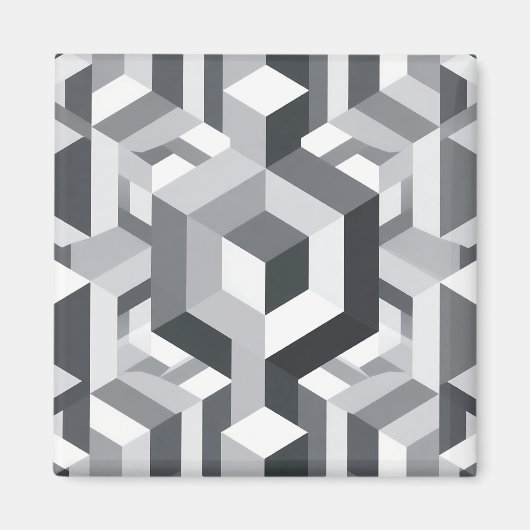Monochromes isometrisches Würfelmuster Magnet (Vorne)