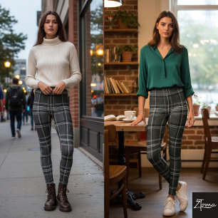 Monochromes Karo Kariert Dunkelgrau Karo Leggings