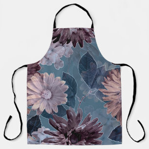 Monochromes Lila: Nahtloses florales Wasserfarbmus Schürze