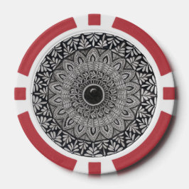 Monochromes Mandala-Design auf Pokerchips