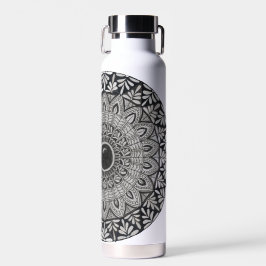 monochromes Mandala-Design auf Wasserflasche Trinkflasche