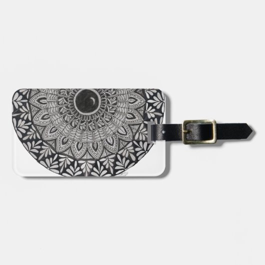 Monochromes Mandala-Design-Gepäckanhänger Gepäckanhänger (Vorderseite horizontal)