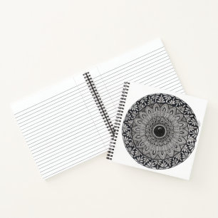 monochromes Mandala-Kunstnotizbuch/ Tagebuch Notizblock