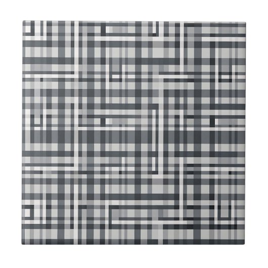Monochromes Pixel-Check-Muster Fliese (Vorderseite)