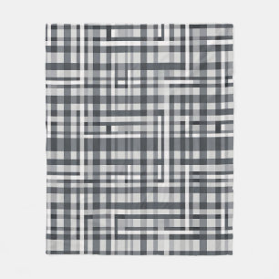 Monochromes Pixel-Kontrollgeometrisches Muster Fleecedecke