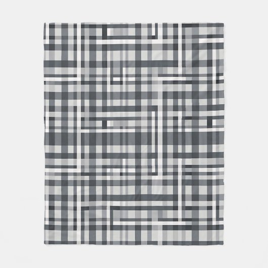 Monochromes Pixel-Kontrollgeometrisches Muster Fleecedecke (Vorderseite)