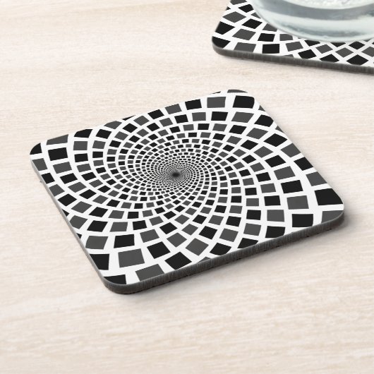 Monochromes Quadrat-Vortex Getränkeuntersetzer (Linke Seite)