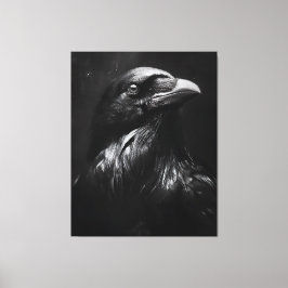Monochromes Rabenporträt Leinwanddruck