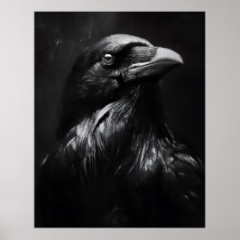 Monochromes Rabenporträt Poster