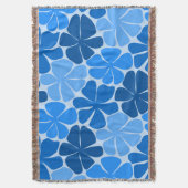 Monochromes Retro-Blumenmuster in Blau Decke (Vorderseite Vertikal)