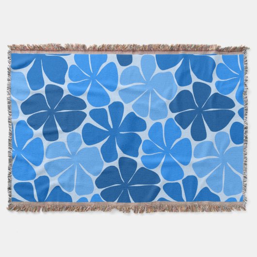 Monochromes Retro-Blumenmuster in Blau Decke (Vorderseite)