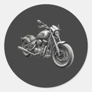 Monochromes Retro-Cruiser-Motorrad Runder Aufkleber