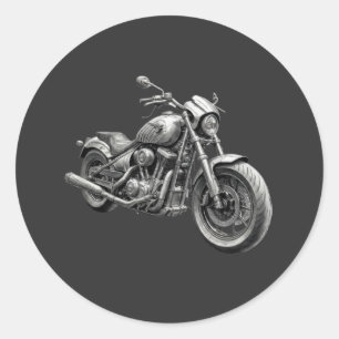 Monochromes Retro-Cruiser-Motorrad Runder Aufkleber