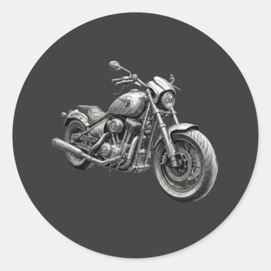 Monochromes Retro-Cruiser-Motorrad Runder Aufkleber (Vorderseite)