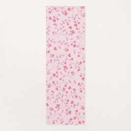 Monochromes rosa Herzreben-Botanikmuster Yogamatte