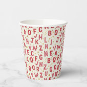 Monochromes rotes Alphabet Pappbecher (Links)