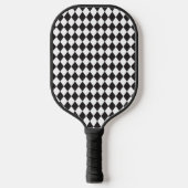 Monochromes Schwarz-Weiß-Argyle-Muster  Pickleball Schläger (Vorderseite)