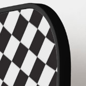 Monochromes Schwarz-Weiß-Argyle-Muster  Pickleball Schläger (Linke Seite)