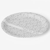 Monochromes Schwarz-Weiß-Muster mit geometrischen  Pappteller (Schrägansicht)