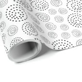 Monochromes schwarzes geometrisches Wirbelmuster Geschenkpapier (Rolleneckpunkt)