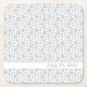 Monochromes schwarzes Muster mit geometrischen Sch Rechteckiger Pappuntersetzer (Vorderseite)