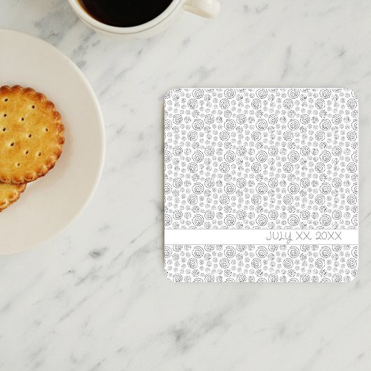 Monochromes schwarzes Muster mit geometrischen Sch Rechteckiger Pappuntersetzer