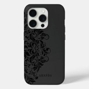 Monochromes schwarzes Wirbel-Mandala-Monogramm Case-Mate iPhone Hülle