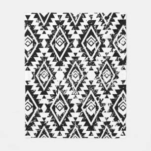 Monochromes Stammes-Ethno-Nahtlosmuster Fleecedecke