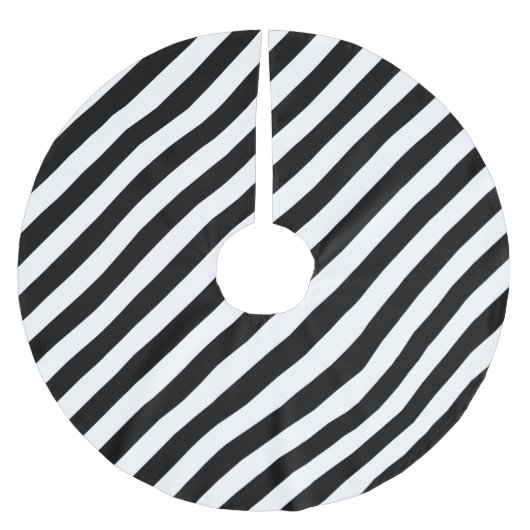 Monochromes Streifendesign Polyester Weihnachtsbaumdecke (Vorderseite)