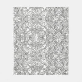 monochromes symmetrisches Doodle-Mandala Schwarz & Fleecedecke