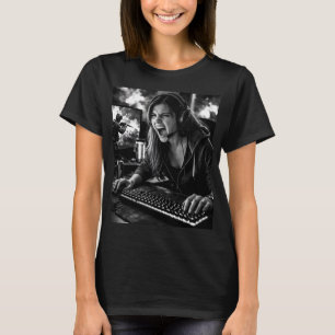 Monochromes T-Shirt mit dem Porträt eines wütenden