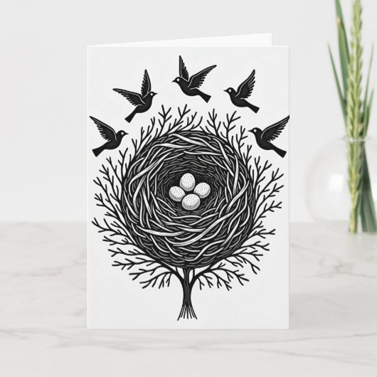 Monochromes Vatertags-Nest-Karten Karte (Vorderseite)