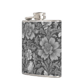 Monochromes Vintage-Blumenmuster Flachmann (Links)